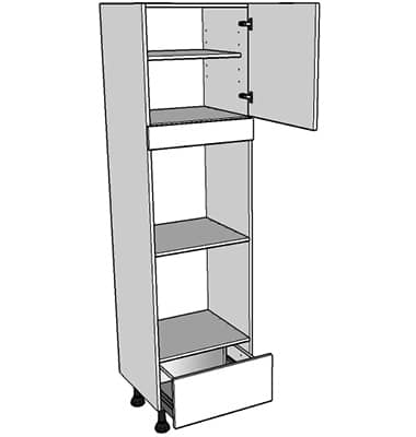 2150mm x 600mm - Built-In 2x Single Oven Housing - 1 Pan Drawer - Trade Kitchen Supplier